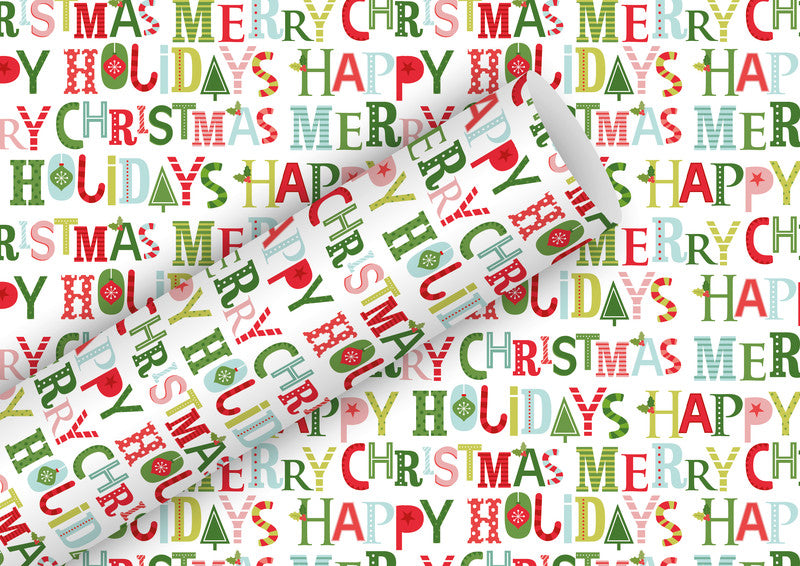 Braun + company Geschenkpapier – Happy Holidays – 2 Stk. – Papier, 80 g/m2 – 700 × 2000 mm