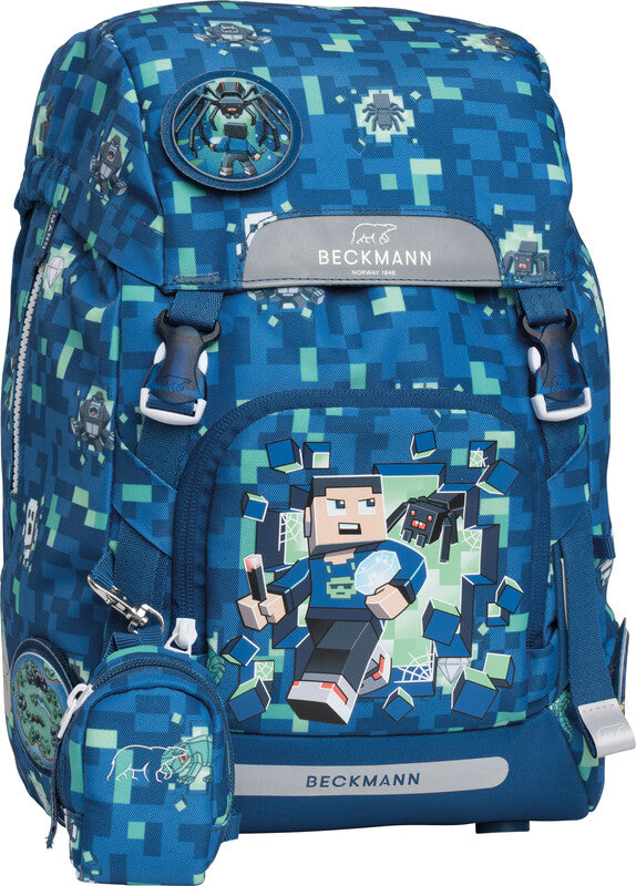 Beckmann Classic 1st – Schulrucksack, Spider Escape, 22 l, 24×37×25 cm, für Laptop bis 15", mit Wendetasche