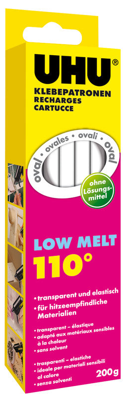 UHU Heissklebepatronen – Patrone, permanent, transparent, geruchsarm, 200 g, für Holz, Metall, Kunststoff u. a.