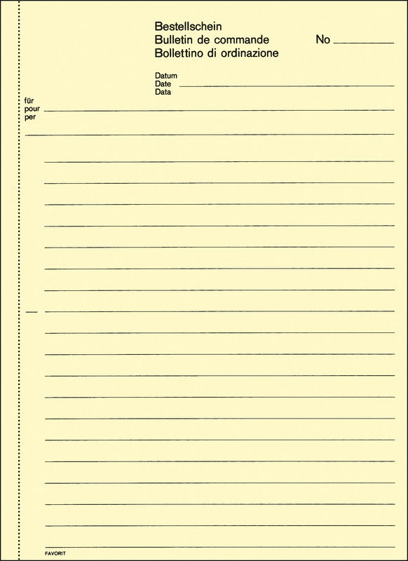 Favorit Formularblock – Bestellscheine, mehrsprachig, 50 Blatt, A5
