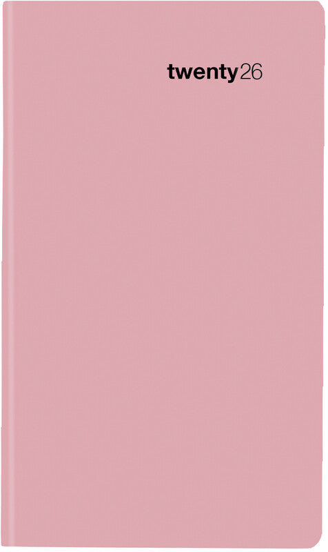 Biella Luzern Agenda – 1 Monat/2 Seiten, geheftet, 8,7 × 15,3 cm, 15 Monate Okt–Dez, mehrsprachig, rosa, FSC