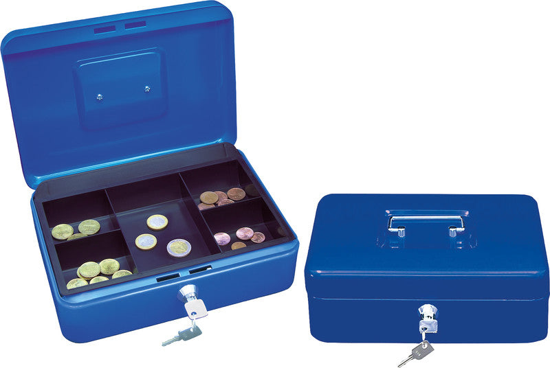 Wedo Geldkassette – mit Schlüssel – 25 × 18 × 9 cm – Blau – Stahl