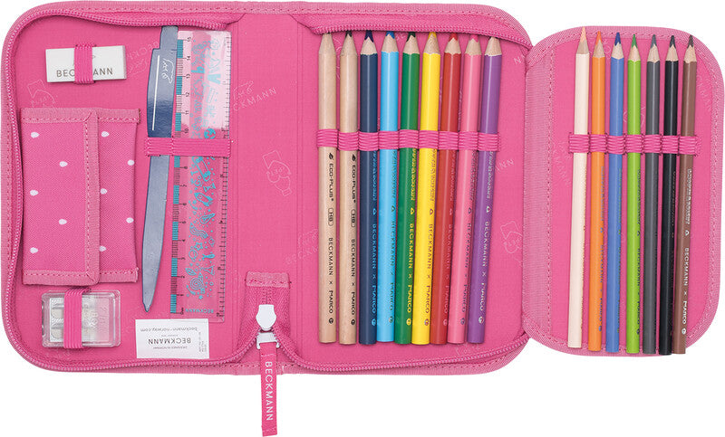 Beckmann Classic 1st Etui mit 2 Klappen, gefüllt – Strawberry – Kunststoff – 20,5 × 13,3 × 3,8 cm