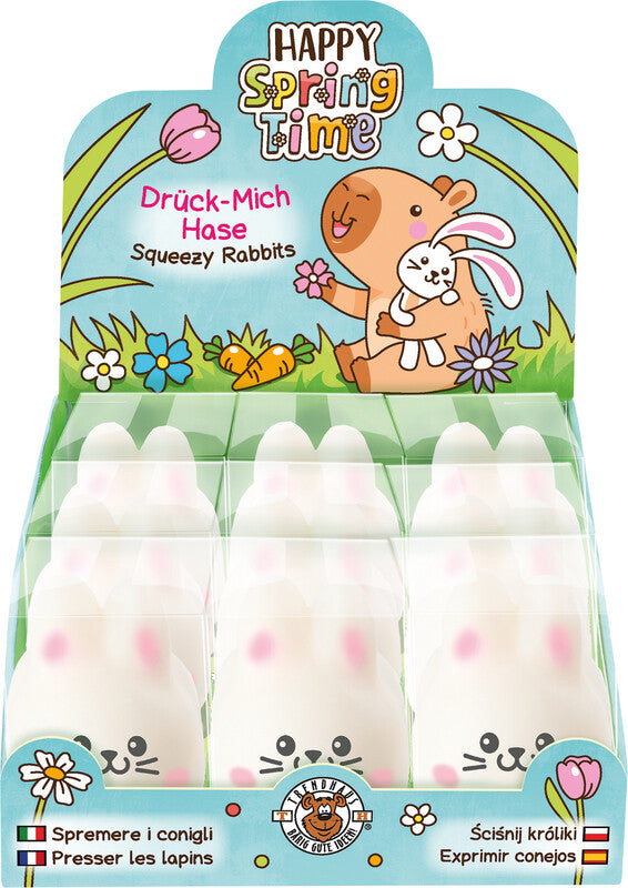 Trendhaus Happy Spring Time Stressball Hase – 8,5 × 6 × 4,5 cm, weiss, mit Sandfüllung