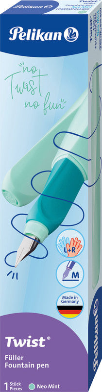 Pelikan Twist Neo Mint – Federspitze M – für Rechts- & Linkshänder – Mint, Blau – Patronen