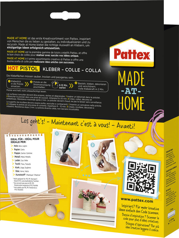Pattex Heissklebepistole Made at Home – 70 W – 130 °C – inkl. 6 Klebepatronen