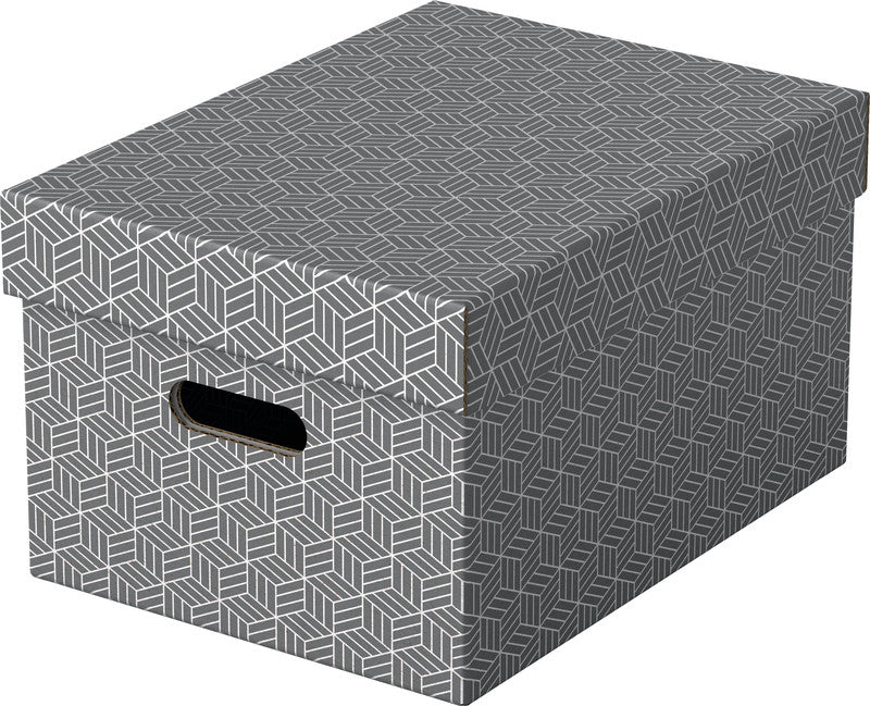Esselte Archivschachtel A4 – mit Griffloch, 265 × 205 × 365 mm, Grau, Karton, 3er Pack