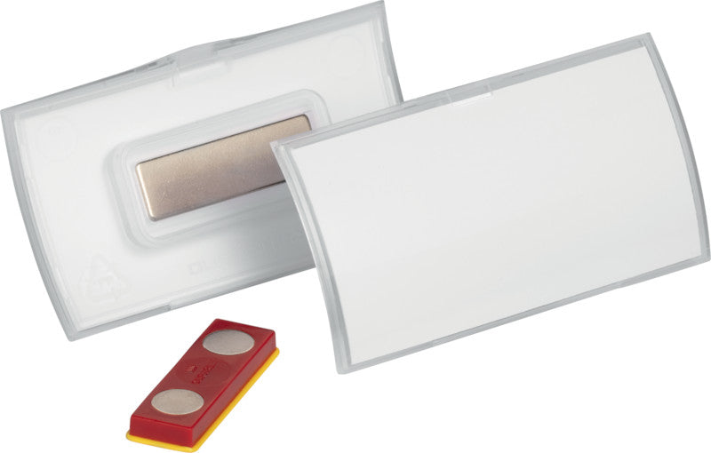 Durable Namensschild – 90 × 54 mm, Kunststoff, transparent, mit Magnet – 10 Stück