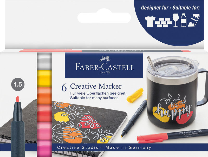 Faber-Castell Non-Permanent Marker Creative – Rundspitze 1,5 mm – Sortiert – Trocken abwischbar
