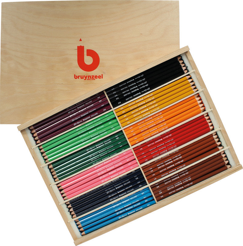 Bruynzeel Farbstifte-Set – 240 Stk., 12 Farben, Mine Ø 3,3 mm, Holzschachtel