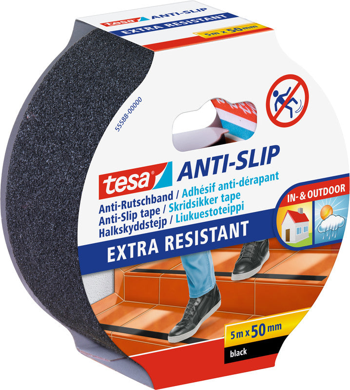 tesa Anti-Rutschband – 50 mm × 5 m, schwarz