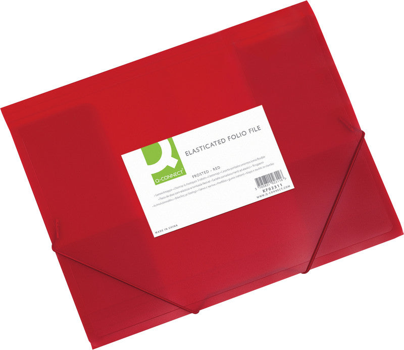 Q-connect 013 Sammelmappe, für A4, Kunststoff, rot, mit Gummizug