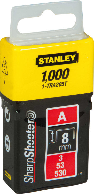 Stanley Heftklammern – Typ 53, 8 mm, 1'000 Stk., Stahl, silber – für TR45, TR151YL, TR150L