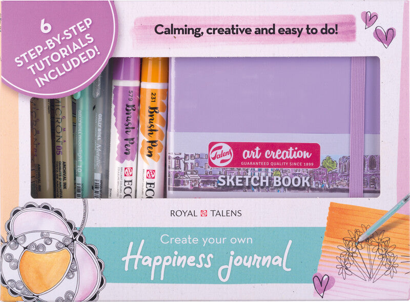 Talens Journaling-Set Handlettering Happiness Journal – 2 Faserschreiber – 1200 × 1200 mm