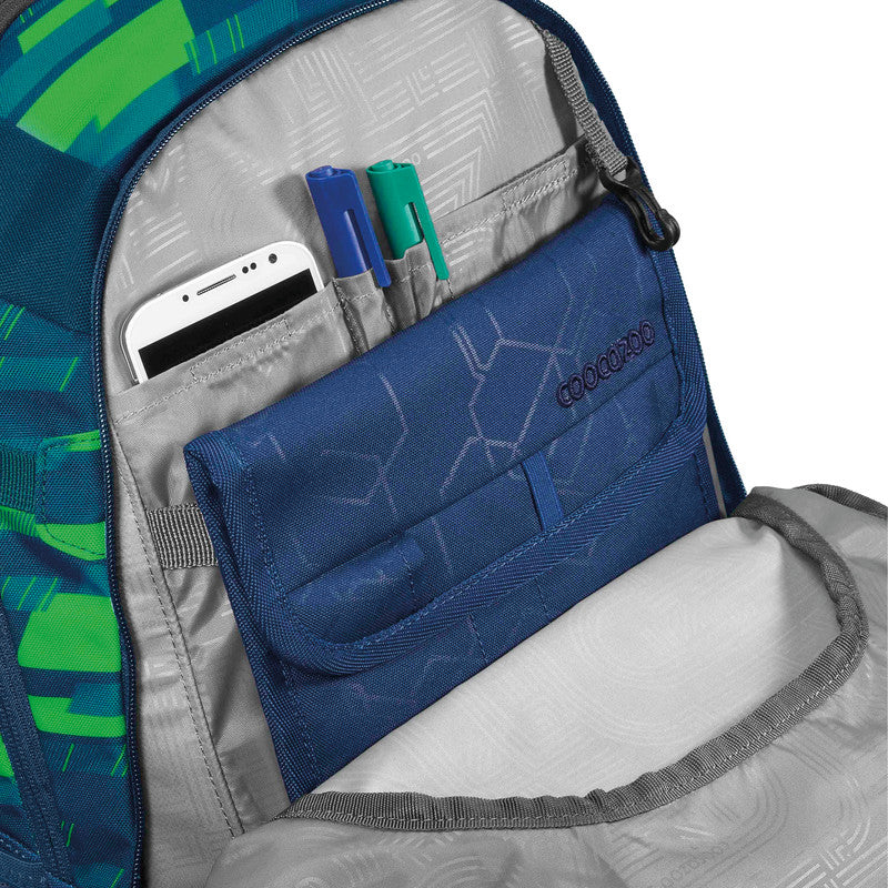 Coocazoo Rucksack Mate – Limetten-Streifen – 30 l (B 30,0 × H 44,0 × T 23,0 cm) – recycelter Bestandteil