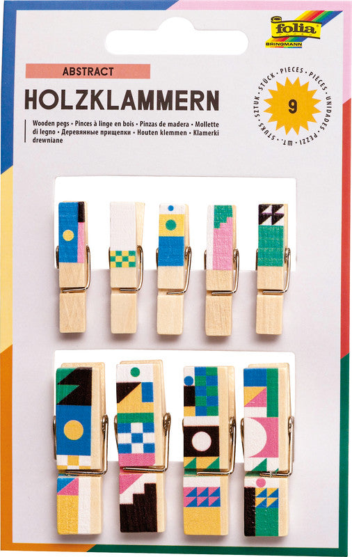 Folia Holzklammern – 9 Stück – sortiert