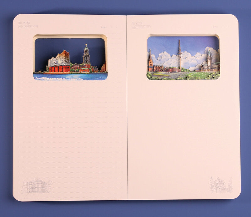 Buddhiherz Notizbuch, 110 × 180 mm, liniert, gebunden, Hardcover, 200 Seiten – blau