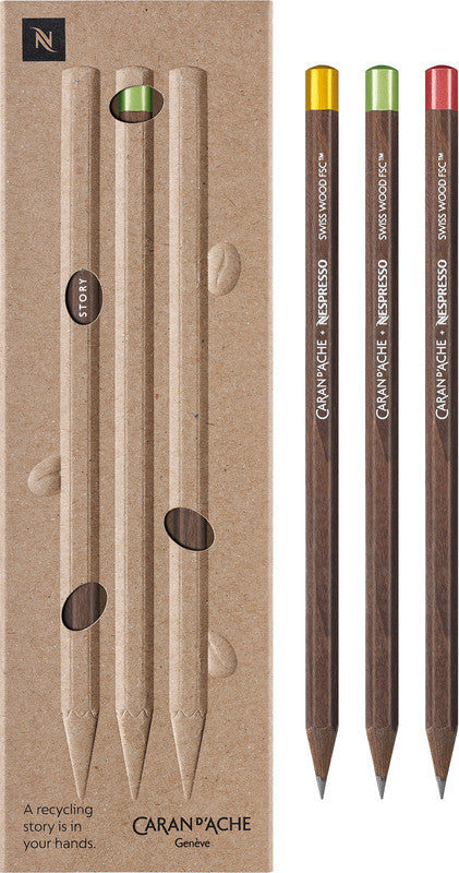 Caran d-Ache Caran d’Ache, Swiss Wood Nespresso Edition 4, Bleistift, 3B, Mine Ø 3 mm – 3er-Set