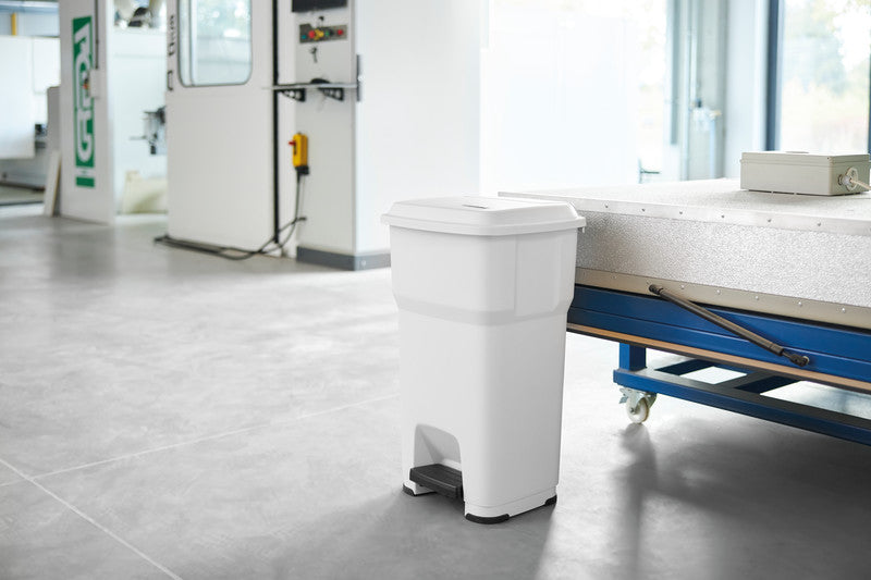 Rothopro Abfallcontainer – 85 l – mit Deckel – Kunststoff, Polarweiss – B × H × T 490 × 790 × 390 mm