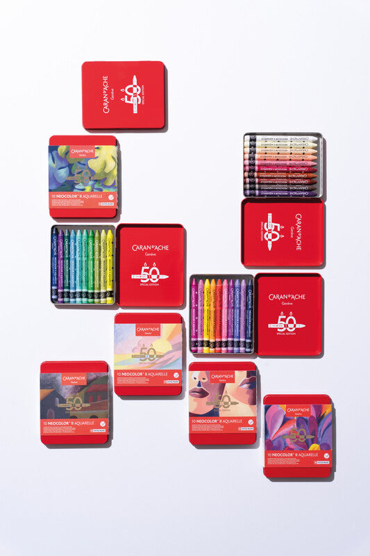 Caran d-Ache Caran d'Ache – Neocolor II – Wachsmalkreiden – Set – 10 Farben, sortiert, für dunkles Papier