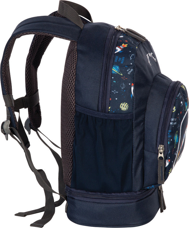 Fabrizio Kindergartenrucksack – Junior Active – Space – Marineblau – 25,0×31,0×12,0/18,0 cm – eco:plus