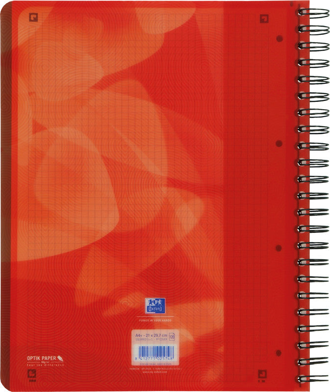 Oxford Collegeblock, A4+, kariert, Spiralbindung, 120 Blatt – rot, für SCRIBZEE App