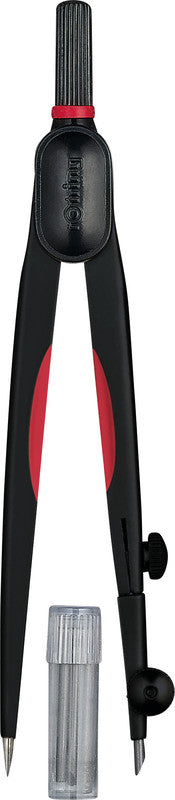 Rotring Zirkel – Schenkellänge 13 cm, Radius 16 cm, Aufnahme bis 3,5 mm, Messing, silber – Etui