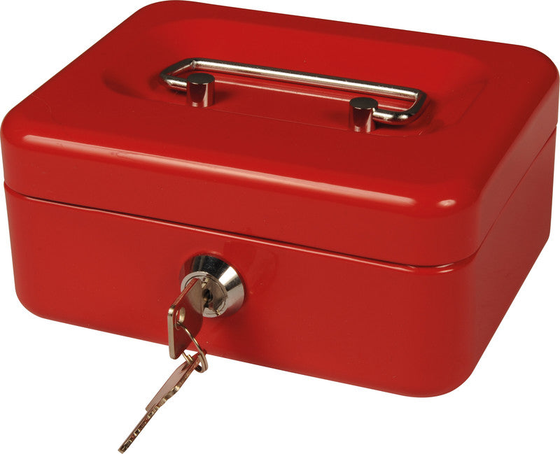 Q-Connect – Geldkassette – mit Schlüssel – 15,3 × 12 × 7 cm – Rot – Stahl