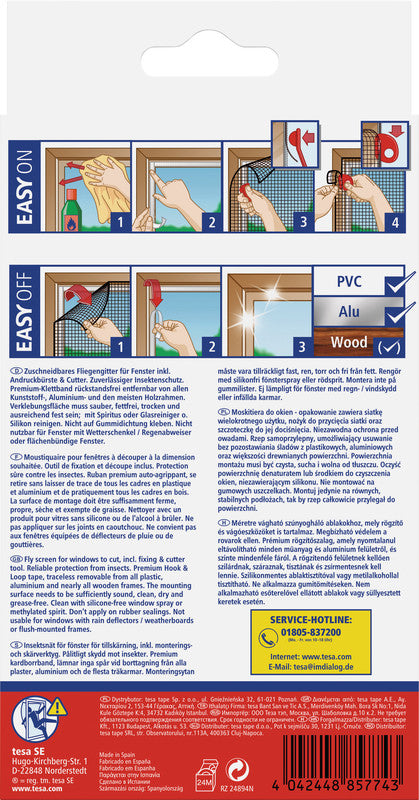 tesa Fliegengitter – für Fenster – 120 × 240 cm – Anthrazit