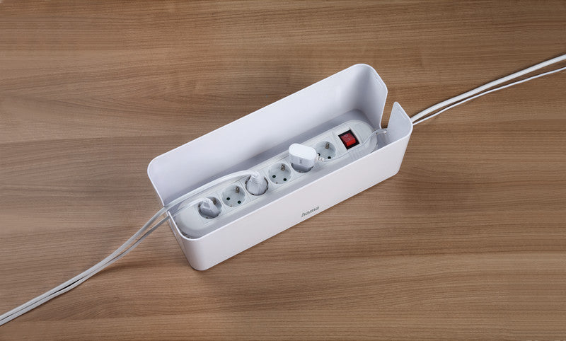 Hama Kabelbox – 406 × 156 mm, Kunststoff, Weiss, zuschneidbar, für Kabel bis Ø 20 mm