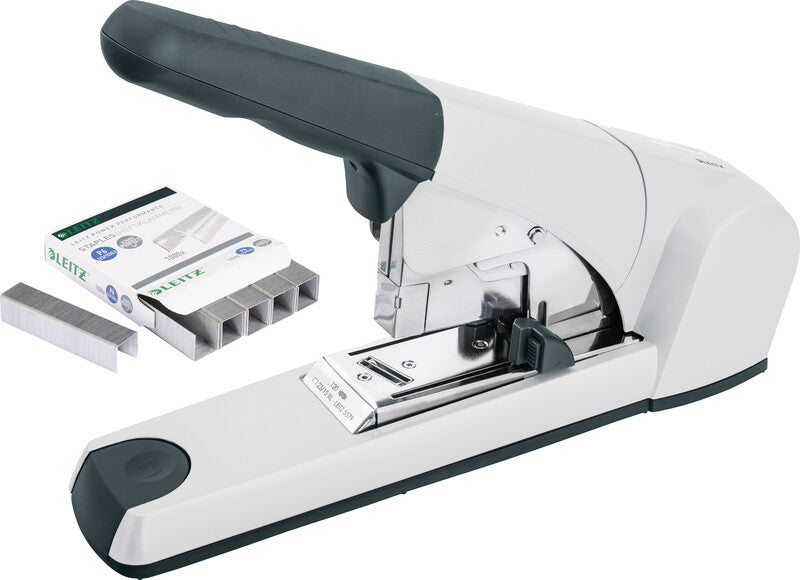 Leitz 5553 – Hefter, 120 Blatt, für 23/15XL, Flat-Clinch, verstellbarer Papieranschlag, Einlegetiefe 56 mm