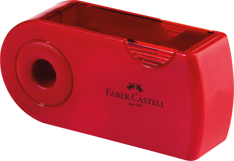 Faber-Castell Spitzer – manuell, 2-Loch, mit Behälter, für Blei- und Buntstifte Ø 8 und 11 mm, Kunststoff