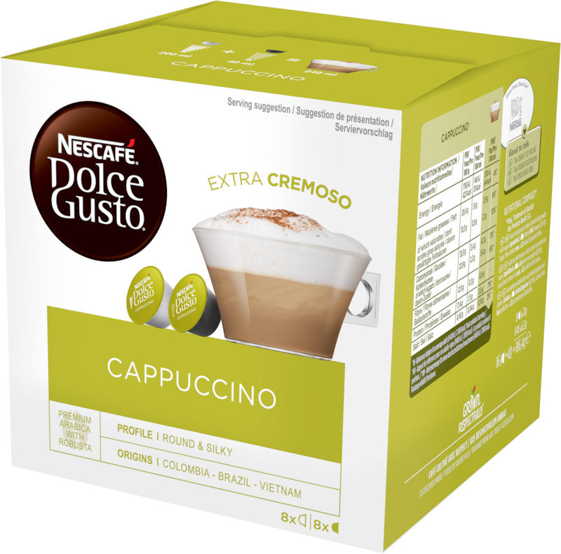 Nescafé Dolce Gusto Kaffeekapseln Cappuccino – für Dolce Gusto – 16 Kapseln