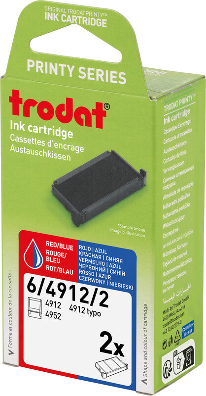 Trodat Ersatzkissen – für Modell 4912, Kunststoff, Kissentränkung: Blau/Rot