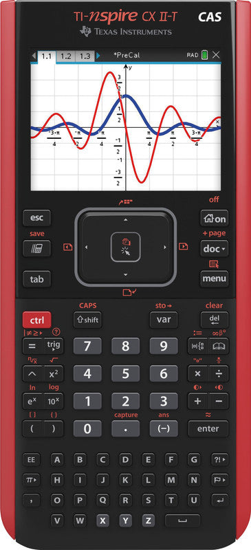 Texas Instruments Taschenrechner TI-Nspire CX II-T CAS – 128-stellig, Farbdisplay, Akku, schwarz, 90×190×20 mm