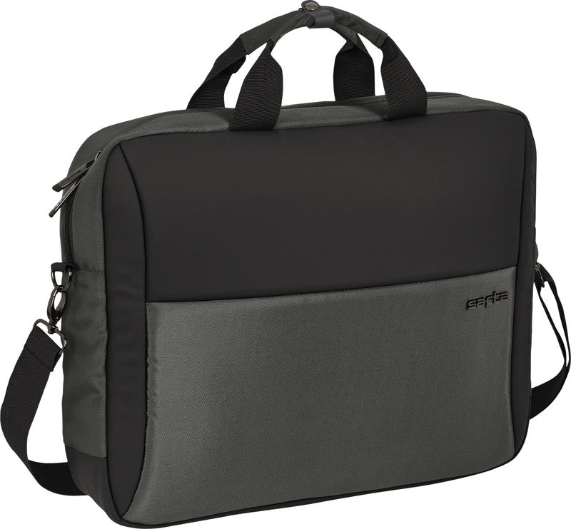 Safta Business Notebook-Tasche – 12,5 l, USB-Port, Aufsteckfunktion, Nylon, Grau/Schwarz
