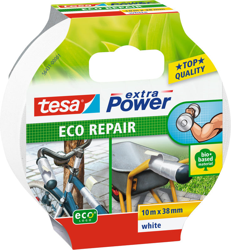 TESA 56431-01 Gewebeband – 38 mm × 10 m, weiss, strukturiert, permanent, reissfest, 1 Rolle