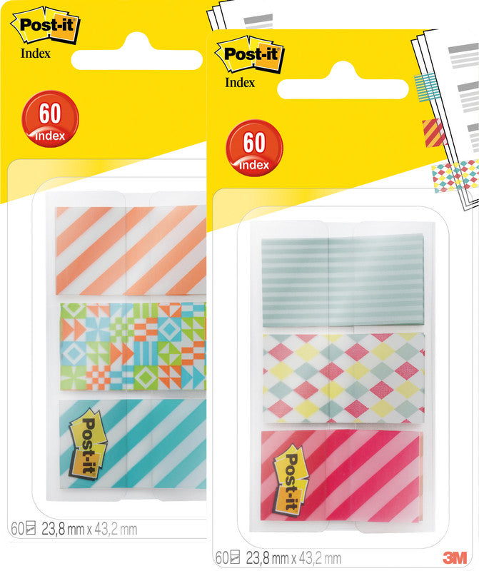 Post-it Indexstreifen Candy Collection – 23,8×43,2 mm – sortiert, 3×20 Stück, mit Dispenser