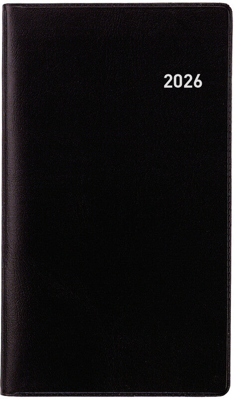 Biella Luzern Agenda – 1 Monat/2 Seiten, geheftet, 8,7 × 15,3 cm, 15 Monate Okt–Dez, 2026, schwarz, PEFC