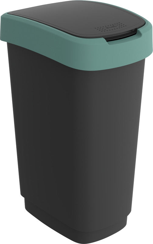 Rotho Abfallcontainer – 50 l – mit Deckel – Kunststoff, Mistelgrün – B × H × T 298 × 602 × 401 mm