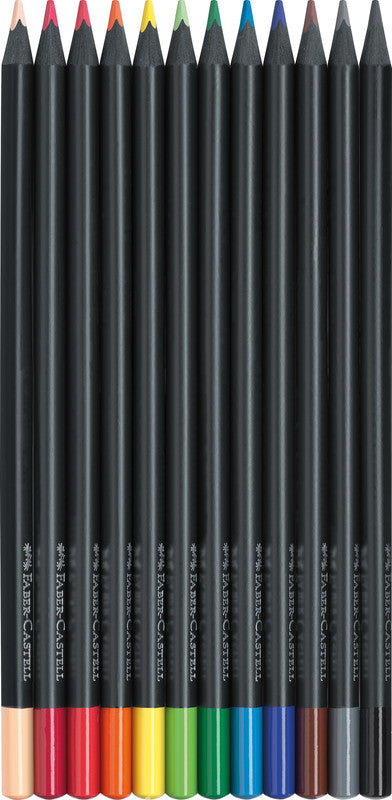 Faber-Castell Buntstifte Black Edition – 12 Farben, im Kartonetui, Ø 3 mm, dreikantig, FSC