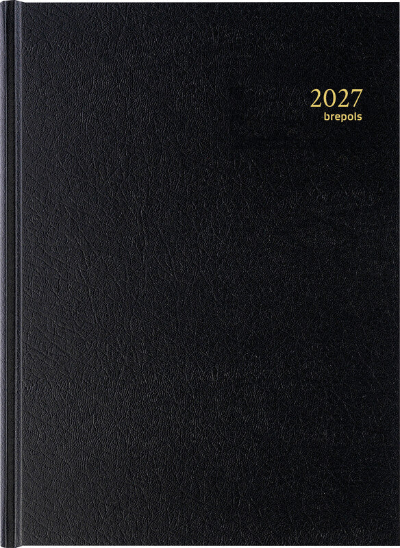 Brepols Bremax 1 Agenda – 1 Tag pro Seite, gebunden, 21 × 29 cm, 2027, 1/4-Stunden-Takt, schwarz, FSC