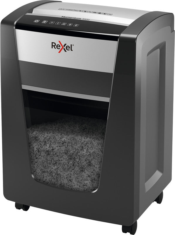 Rexel Momentum X420 – Aktenvernichter, DIN P-4, Partikelschnitt 4 × 40 mm, 20 Blatt, 30 l, A4