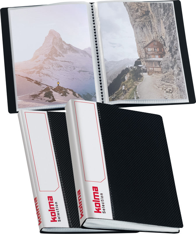 Kolma Sichtbuch Selection – 40 Sichttaschen, A6, glatt, glänzend, schwarz, Kunststoff