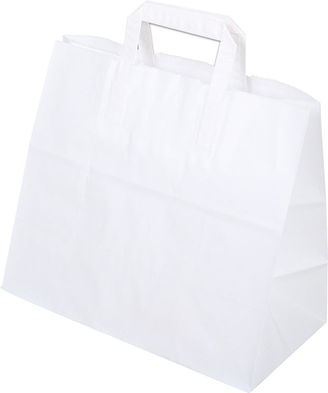 Elco Papiertragetasche mit Flachhenkel – 32 × 29 × 17 cm – Kraftpapier, 80 g/m² – Weiss – 50 Stk.