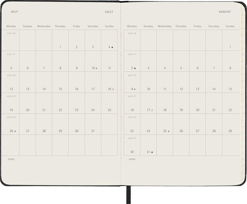 Moleskine Taschenagenda Daily – Tagesagenda 2027, 1 Tag/1 Seite, 9 × 14 cm, Hardcover, Englisch, Schwarz