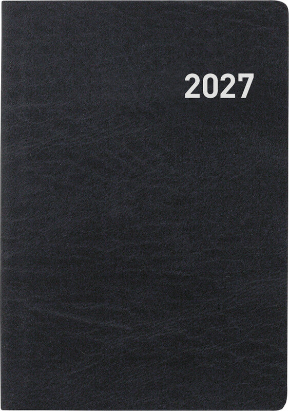 Biella Tell Agenda – 2 Tage pro Seite, gebunden, 8,5 × 12,5 cm, Jan–Dez, mehrsprachig, schwarz, FSC