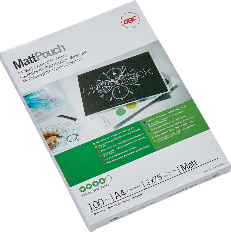 GBC Laminierfolien A4, matt – 75 µm, 216 × 303 mm, 100 Stk.