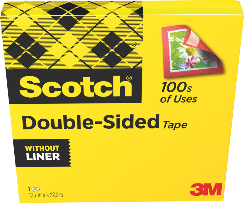 Scotch Doppelseitiges Klebeband 665 – permanent, Zelluloseacetat, 12 mm × 33 m, transparent, Kern Ø 75 mm