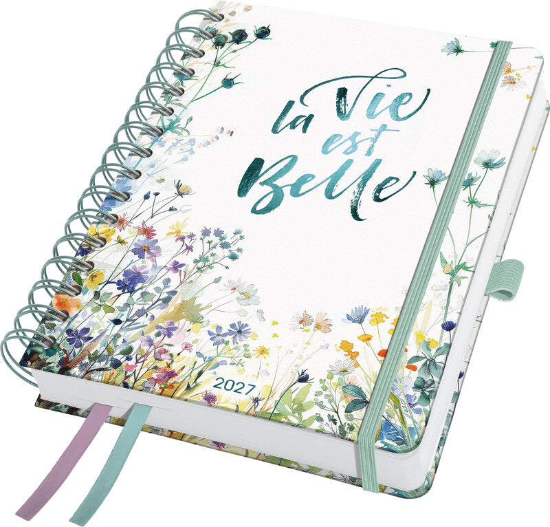 Sigel JOLIE Inspire Agenda – 1 Woche/2 Seiten, Spiralbindung, 16,8 × 21,5 cm, Jan–Dez 2027, mehrsprachig
